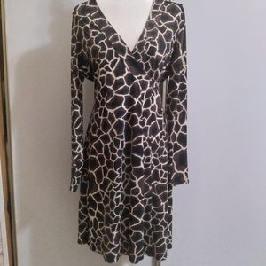 Tahari Medium Animal Print Wrap Classic Dress